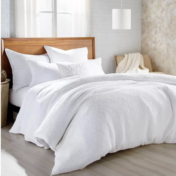 DKNY Donna Karan Pure Texture Ivory King Duvet Cover - Picture 1 of 6